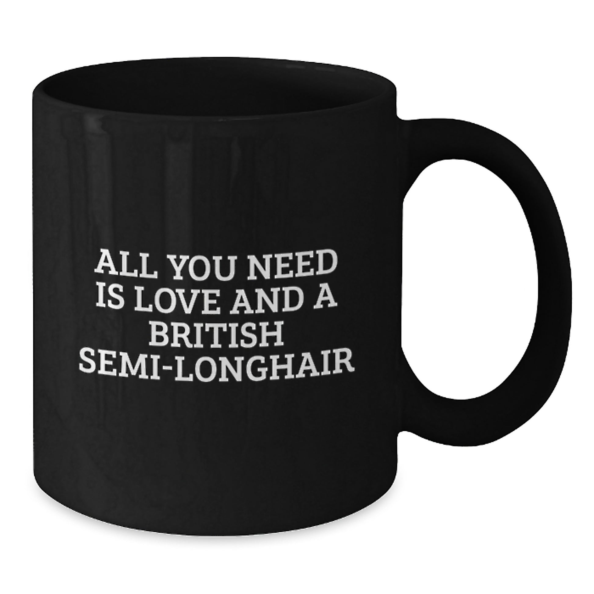 Funny British Semi-Longhair Cat Gift from Friends for British Semi-Longhair Cat Lover's Graduation - All You Need Is Love And A British Semi-Longhair - Black Coffee Mug - Additional