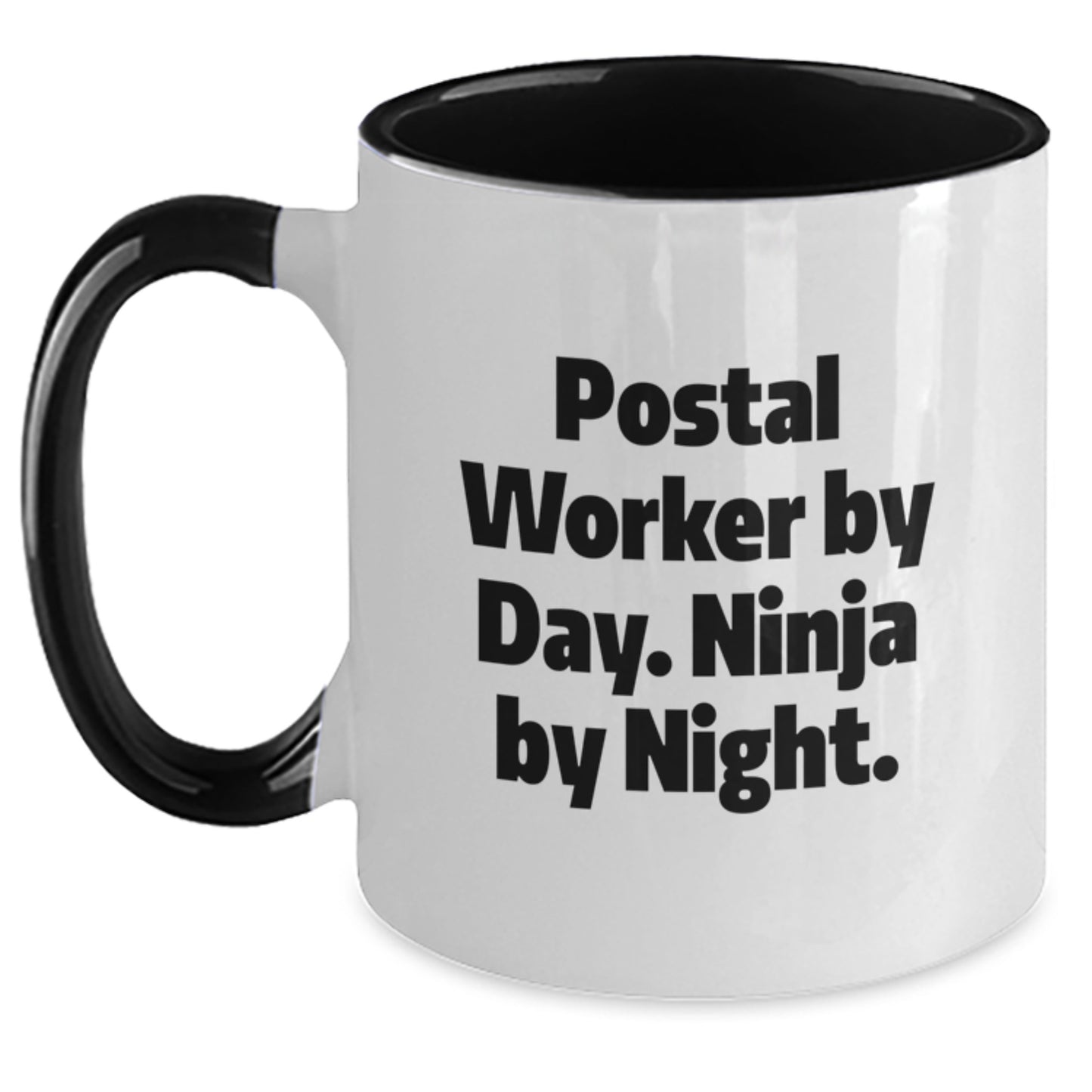 Funny Postal Worker Gifts from Friends - Birthday Unique Postal Worker Mug, 'Postal Worker By Day. Ninja By Night.' Quote, Two Tone Coffee Mug for Men, Women, Coworkers, Family - Main