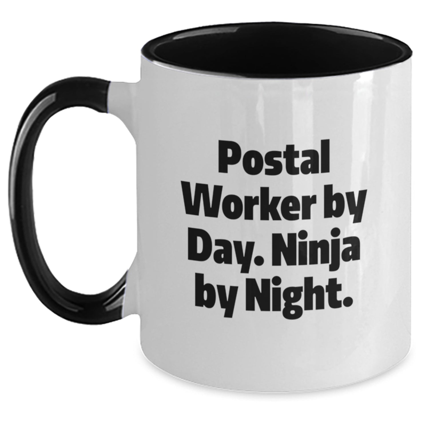 Funny Postal Worker Gifts from Friends - Birthday Unique Postal Worker Mug, 'Postal Worker By Day. Ninja By Night.' Quote, Two Tone Coffee Mug for Men, Women, Coworkers, Family - Main