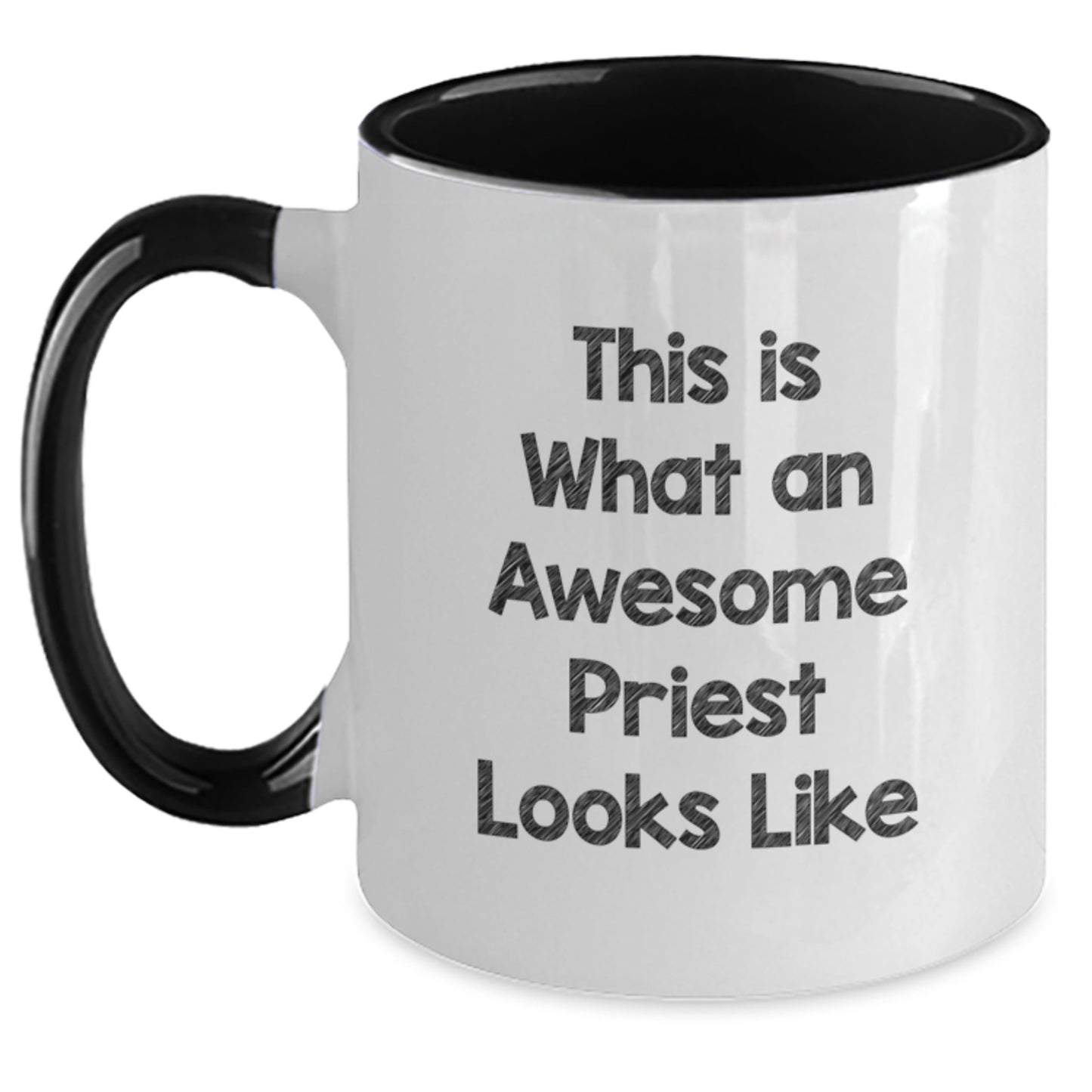 Funny Priest Birthday Unique Gifts from Friends - Two Tone Coffee Mug with 'This Is What An Awesome Priest Looks Like' Quote - Main
