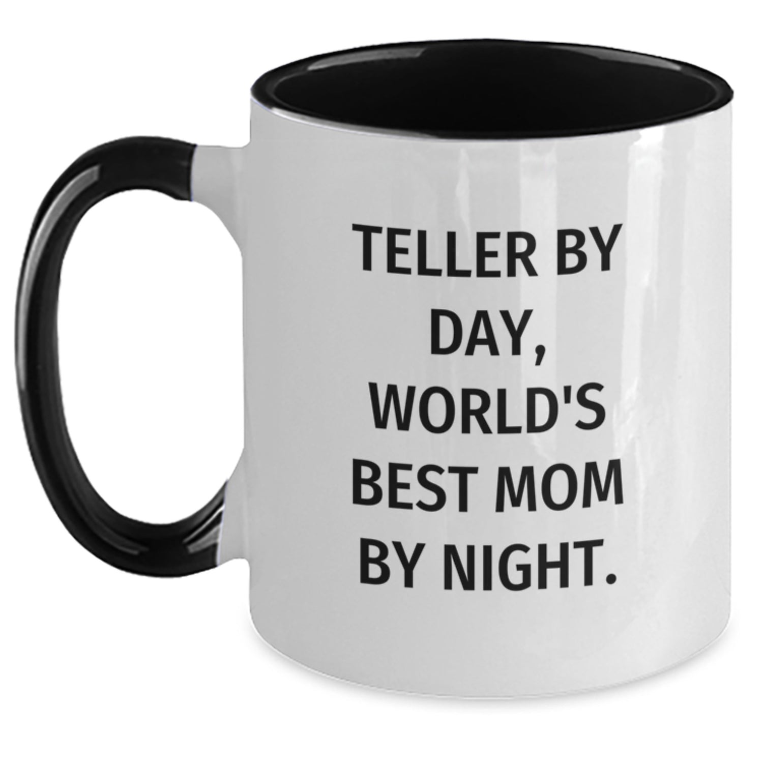 Teller Gifts from Mom, Funny Two Tone Coffee Mug for Birthday, 'Teller By Day, World's Best Mom By Night.', Unique Gifts for Her - Main