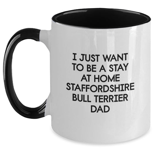 Funny Staffordshire Bull Terrier Dog Quotes Gift for Dad Birthday Unique Two Tone Coffee Mug Gifts from Mom for Daughter - Main