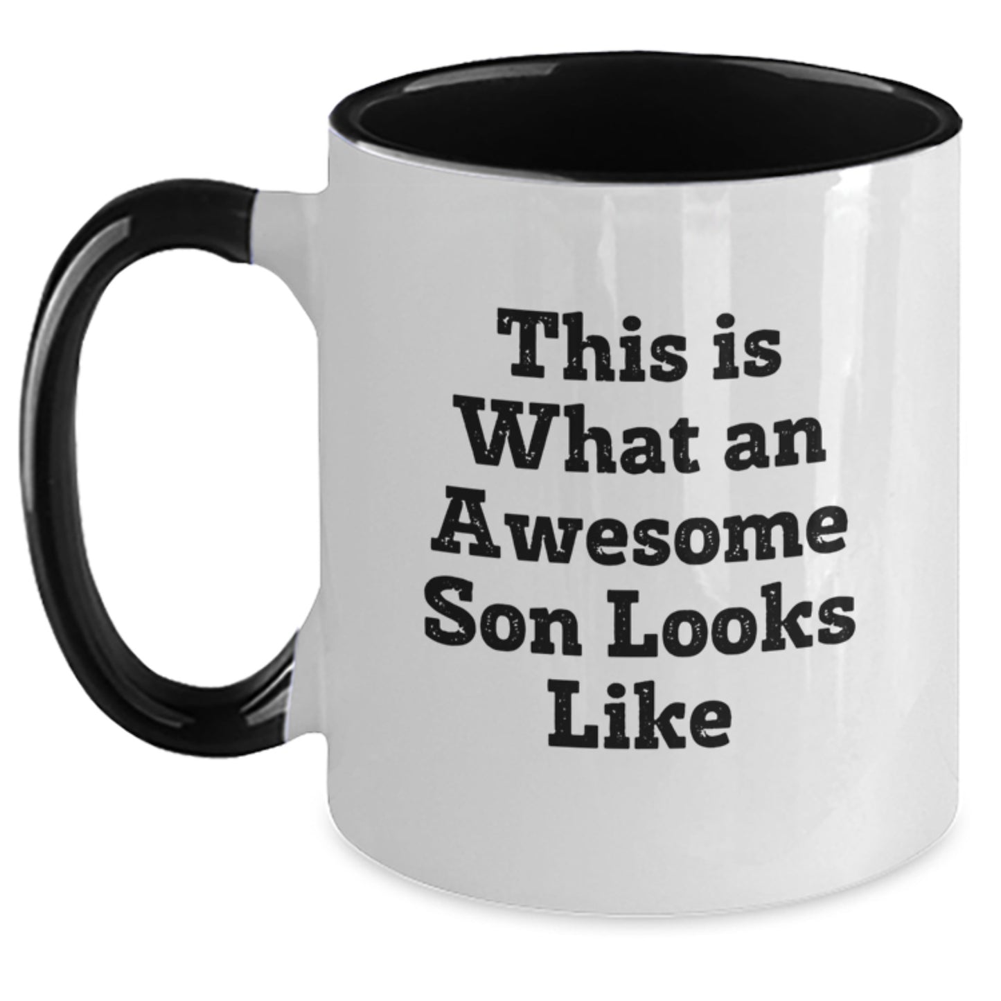 Funny Son Gifts from Mom - 'This Is What An Awesome Son Looks Like' Two Tone Coffee Mug for Graduation, Dad, and More - Main