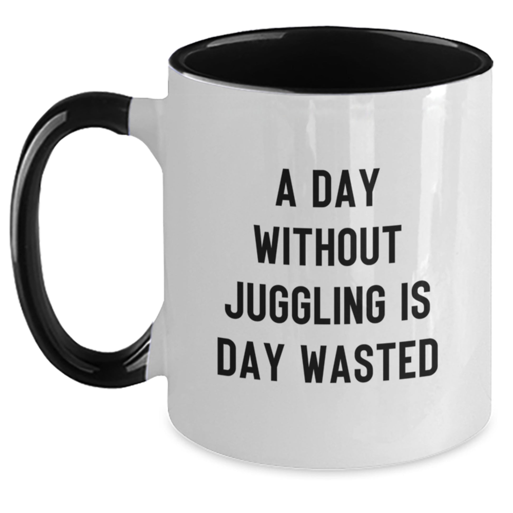 Funny Juggling Gifts for Friends, 'A Day Without Juggling Is Day Wasted' Two Tone Coffee Mug for Juggling Enthusiasts, Birthday Unique Gifts from Friends, 11oz Ceramic Mug - Main