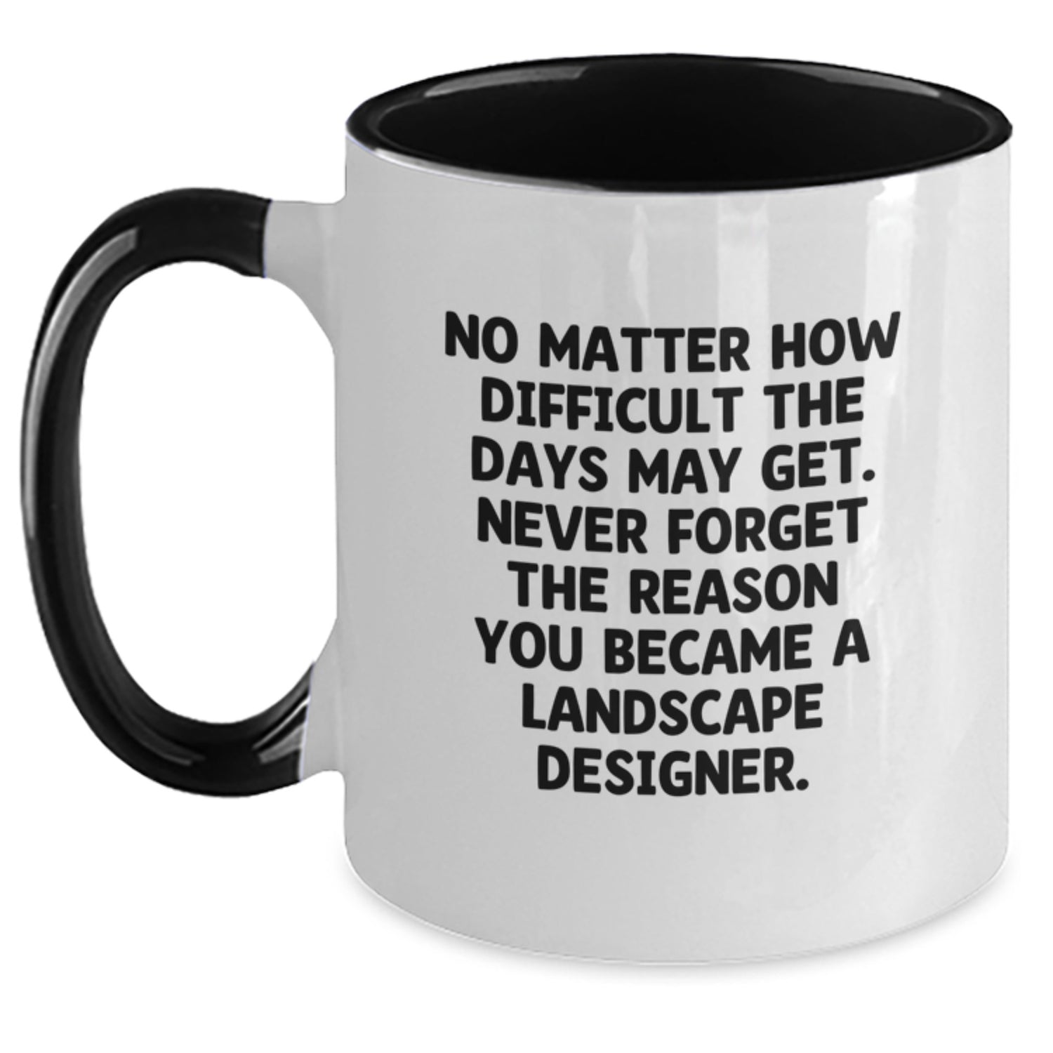 Landscape Designer Gifts from Friends for Birthday - Inspirational Two Tone Coffee Mug - No Matter How Difficult The Days May Get - Main
