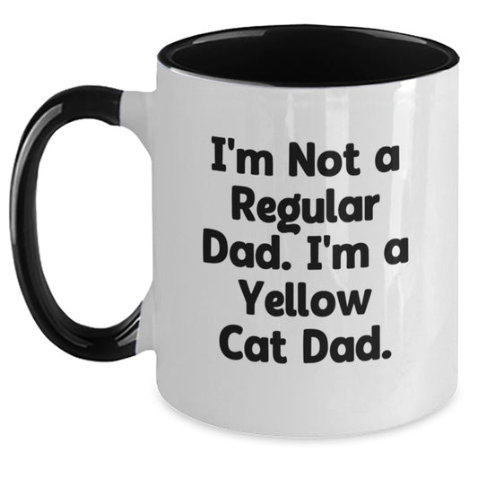 Funny Yellow Cat Dad Gifts for Men from Friends - Two Tone Coffee Mug, Graduation Unique Items - Main