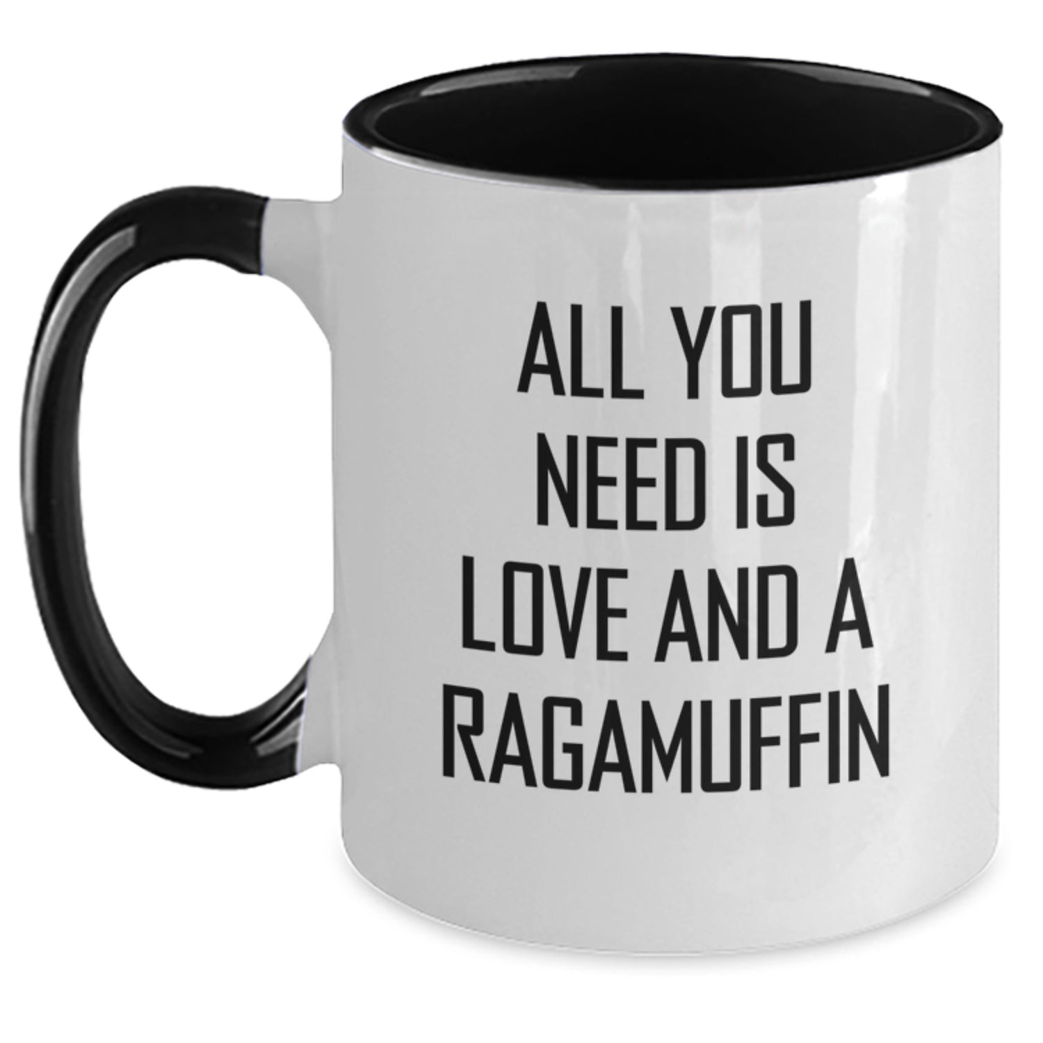 Funny Ragamuffin Cat Gifts for Graduation - All You Need Is Love And A Ragamuffin Two Tone Coffee Mug, Gifts from Friends to Family - Main