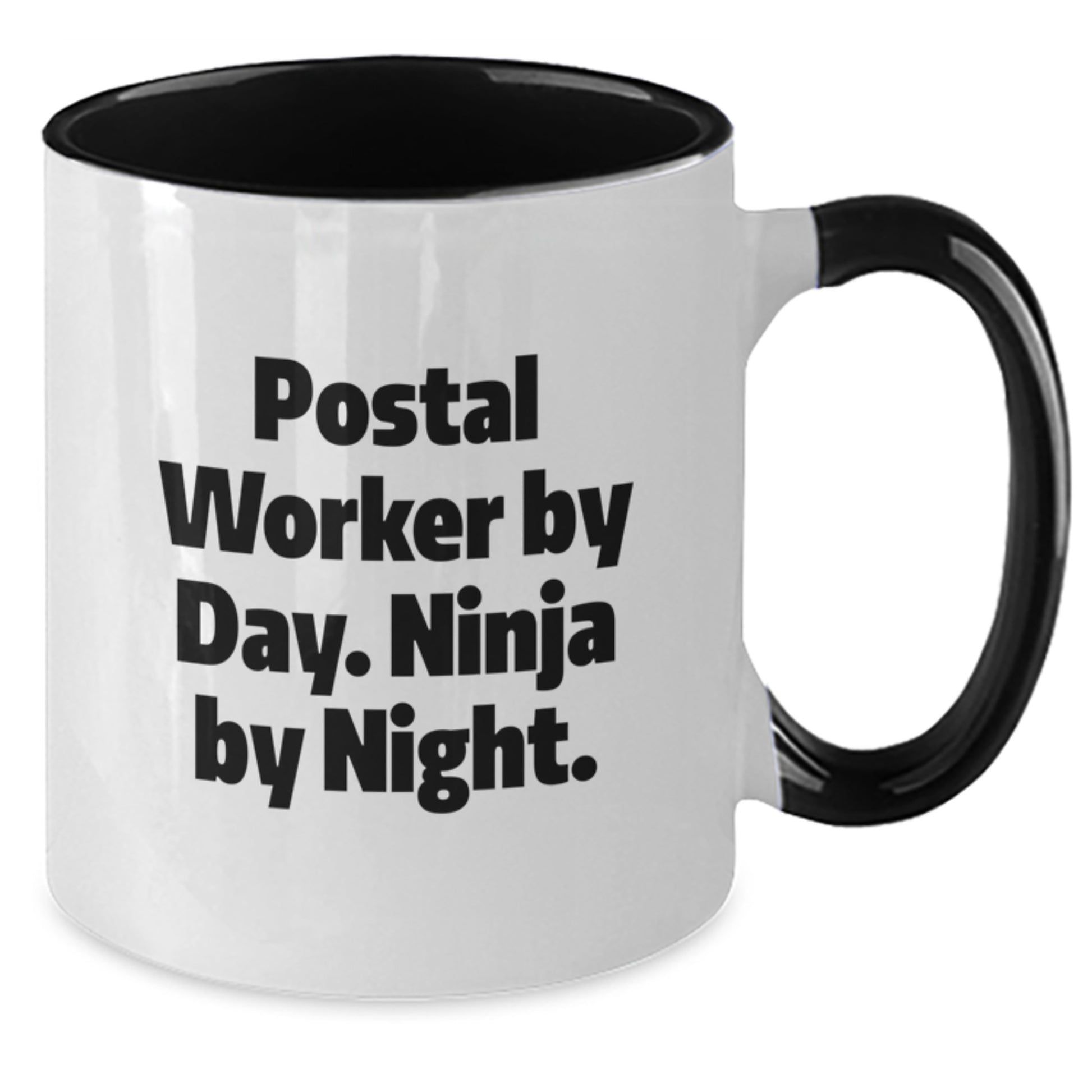 Funny Postal Worker Gifts from Friends - Birthday Unique Postal Worker Mug, 'Postal Worker By Day. Ninja By Night.' Quote, Two Tone Coffee Mug for Men, Women, Coworkers, Family - Additional