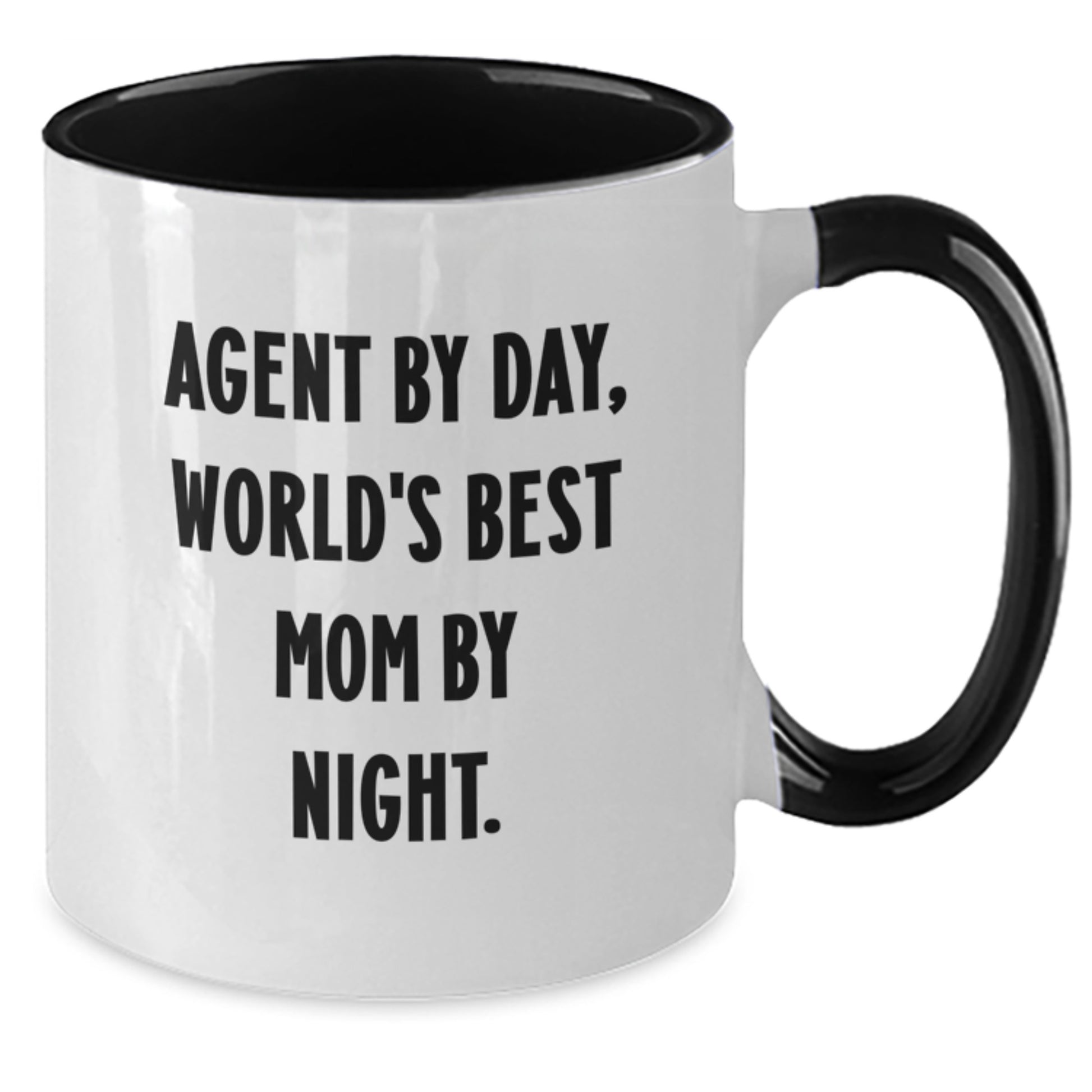 Agent By Day, Funny Mom By Night - Two Tone Coffee Mug, Agent Gifts, Birthday Unique Gifts from Friends - Additional