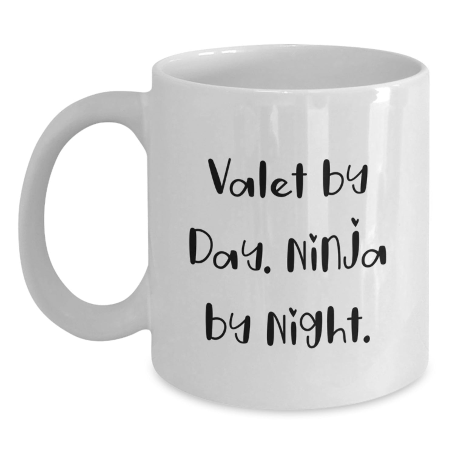 Valet Gifts for Men White Coffee Mugs by Day, Ninja at Night Funny Quote, Birthday Unique Gifts from Friends - Main