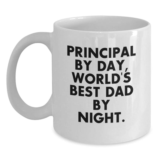Funny Principal Gifts, Principal By Day, World's Best Dad By Night, White Coffee Mug for Graduation, Gifts from Family, Gifts for Principal - Main