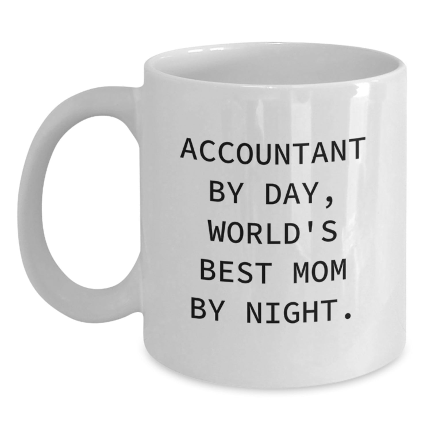 Accountant Humor Mug, Gifts from Mom for Accountant By Day, World's Best Mom By Night. on Birthday, Funny White Coffee Mug - Main