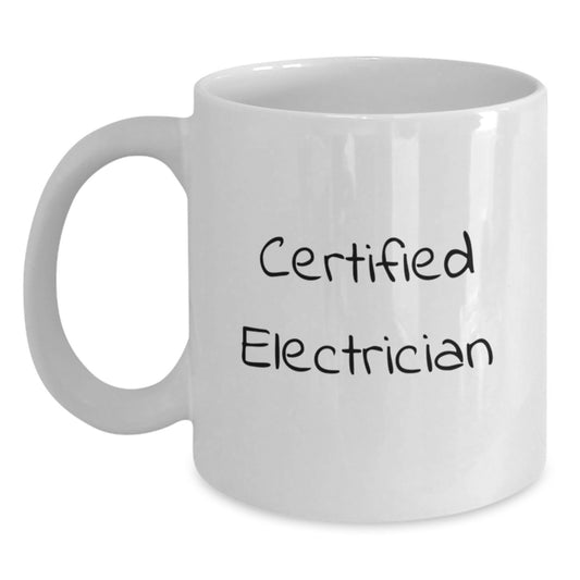 Funny Electrician Gifts: White Coffee Mug for Certified Electrician Graduation, Gifts from Friends, 'Congratulations, You're Shockingly Good!' - Main