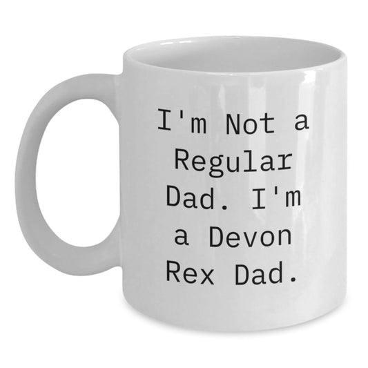 Devon Rex Cat Dad Coffee Mug, Funny White Ceramic Gift for Graduation, 'I'm Not A Regular Dad. I'm A Devon Rex Dad.' - Main