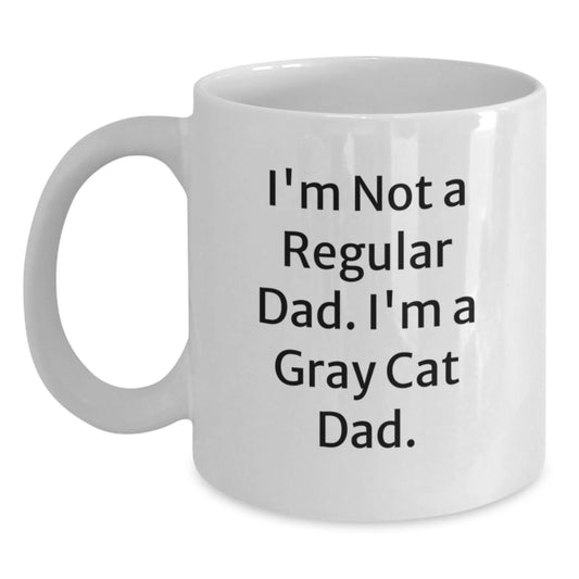 Funny Gray Cat Dad Gifts from Men to Friends Unique White Coffee Mugs for Gray Cat Lovers - Main