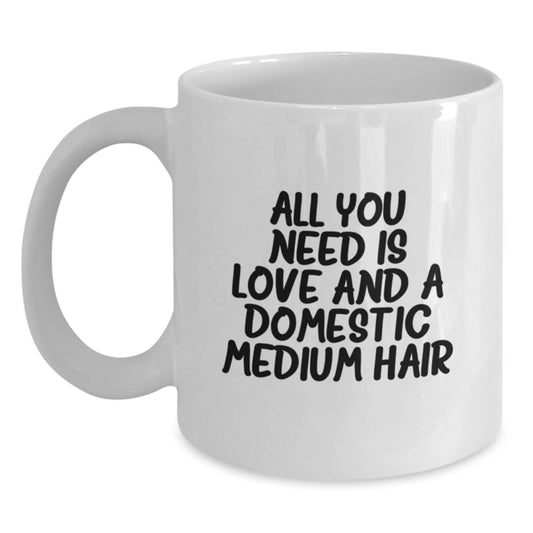 Love Domestic Medium Hair Gifts for Friends, Family, or Coworkers - Funny White Coffee Mug for Graduation - Main