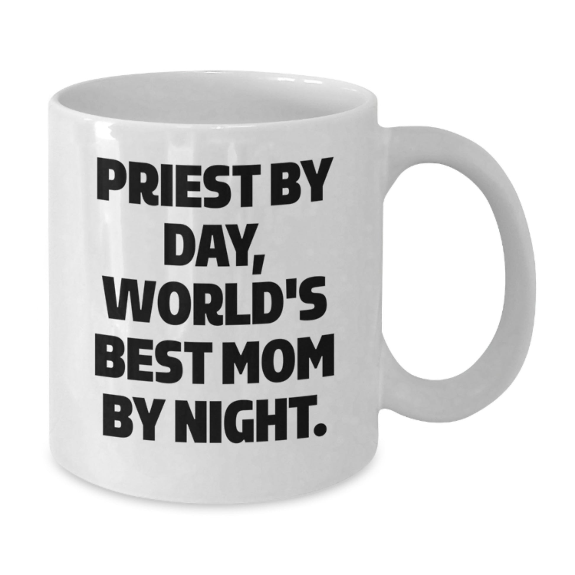 Funny Priest Gifts, Priest By Day, World's Best Mom By Night, White Coffee Mug, Birthday Unique Gifts from Friends, Gifts for Priest - Additional
