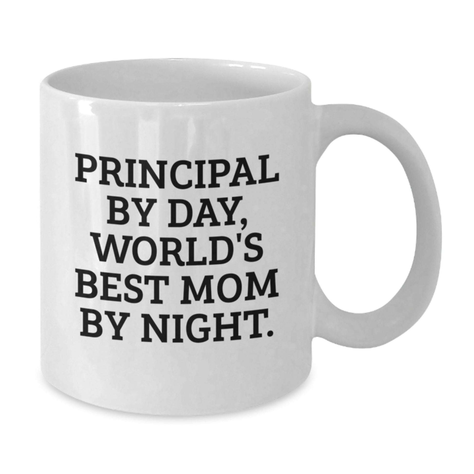Principal Gifts from Friends to Family, White Coffee Mug, 'Principal By Day, World's Best Mom By Night.' Funny Quote for Birthday - Additional