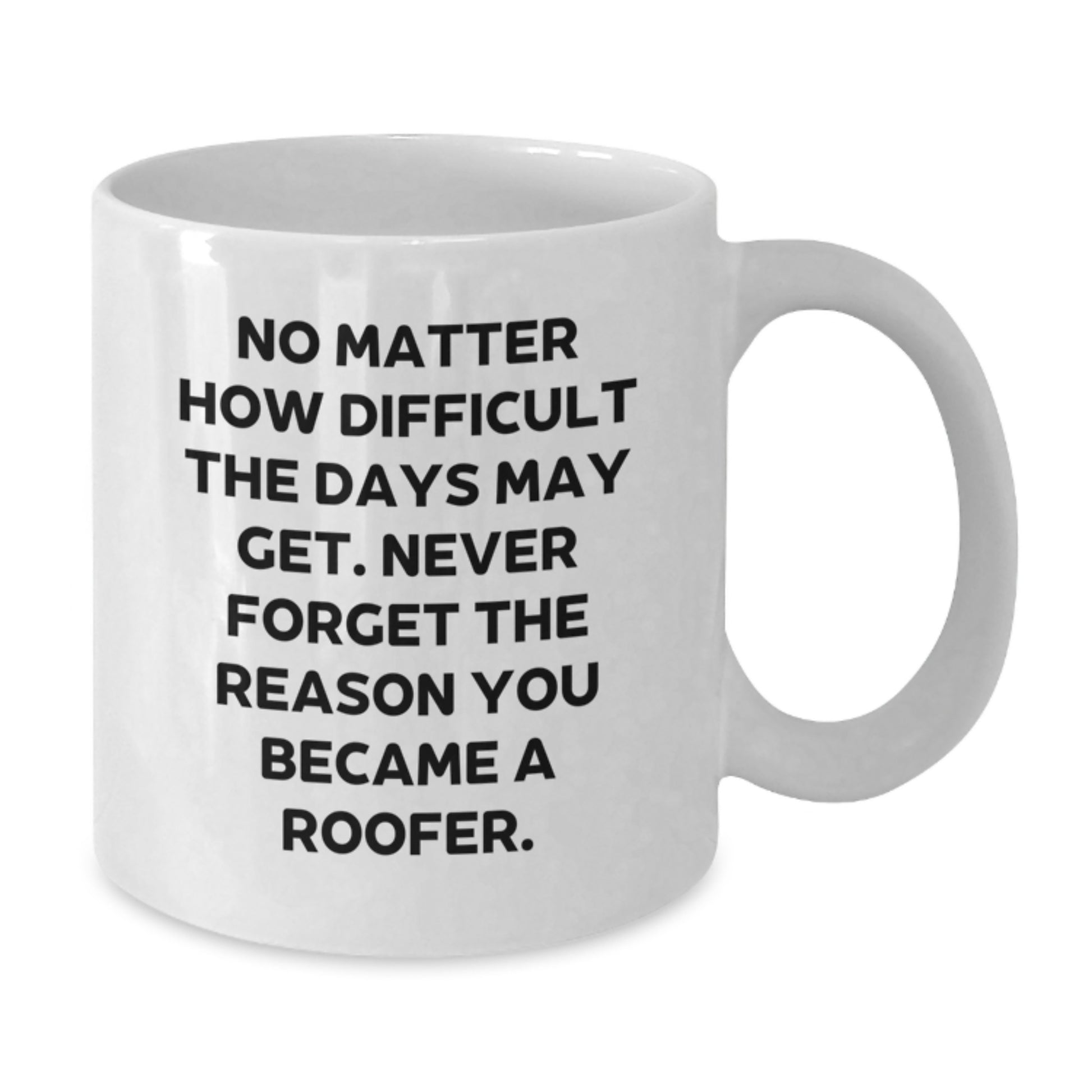 Funny Roofer Gifts for Men, White Coffee Mug with Inspirational Quote, Unique Birthday Unique Gift Ideas from Friends, Family, or Coworkers, 11oz or 15oz Capacity, Microwave and Dishwasher Safe - Additional