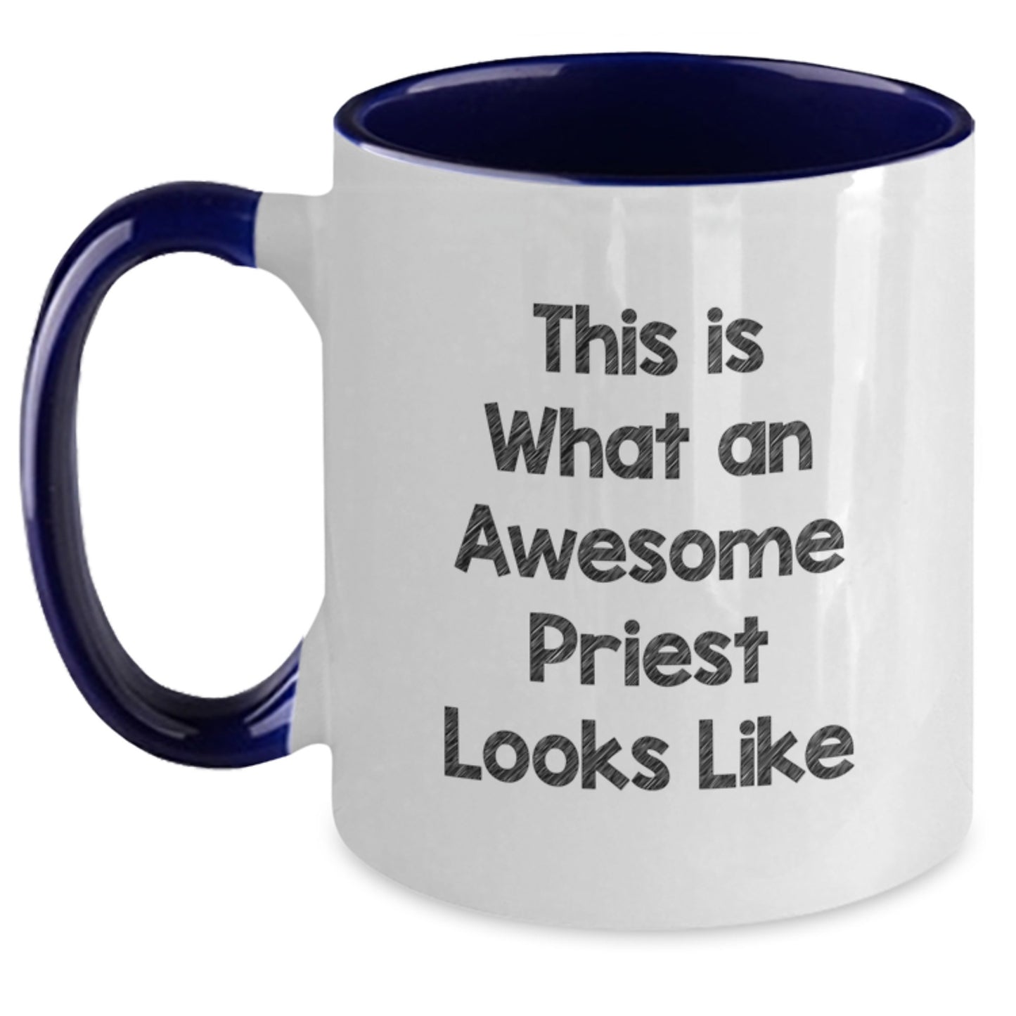 Funny Priest Birthday Unique Gifts from Friends - Two Tone Coffee Mug with 'This Is What An Awesome Priest Looks Like' Quote - Main