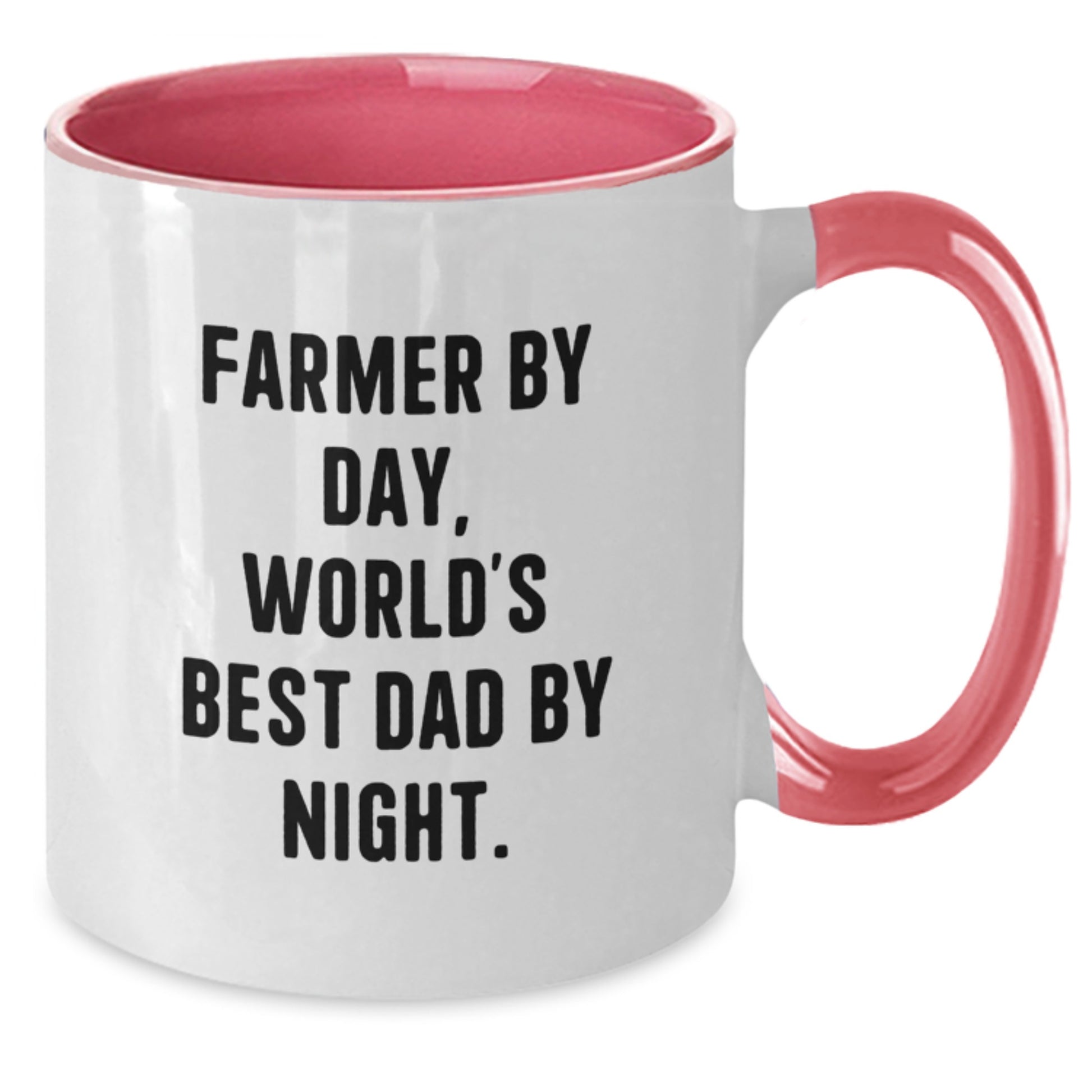Farmer's Funny Two Tone Coffee Mug, Gifts from Men, Birthday Unique Gifts for Farmer, 'Farmer By Day, World's Best Dad By Night.' - Additional