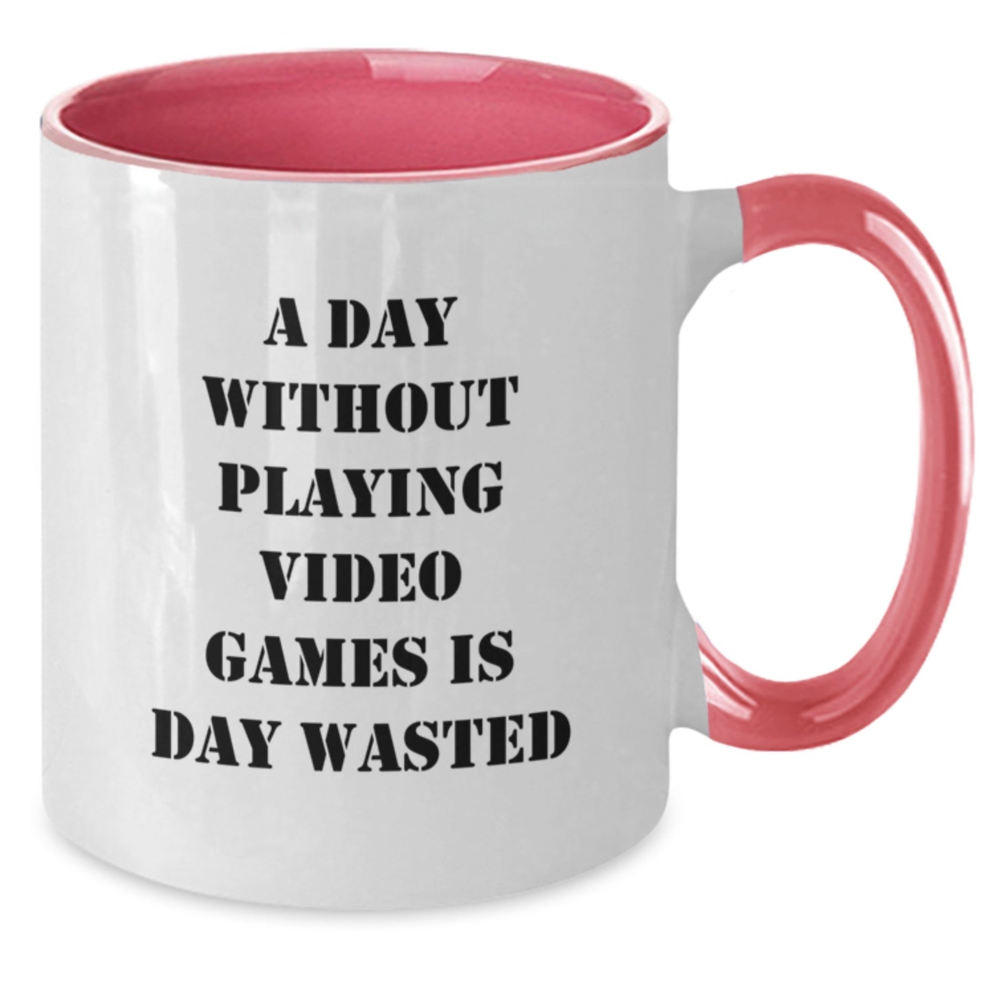 Playing Video Games Funny Mugs, Gifts from Friends for Men, Two Tone Coffee Mug for Birthday, A Day Without Playing Video Games Is Day Wasted Inspirational Quote - Additional
