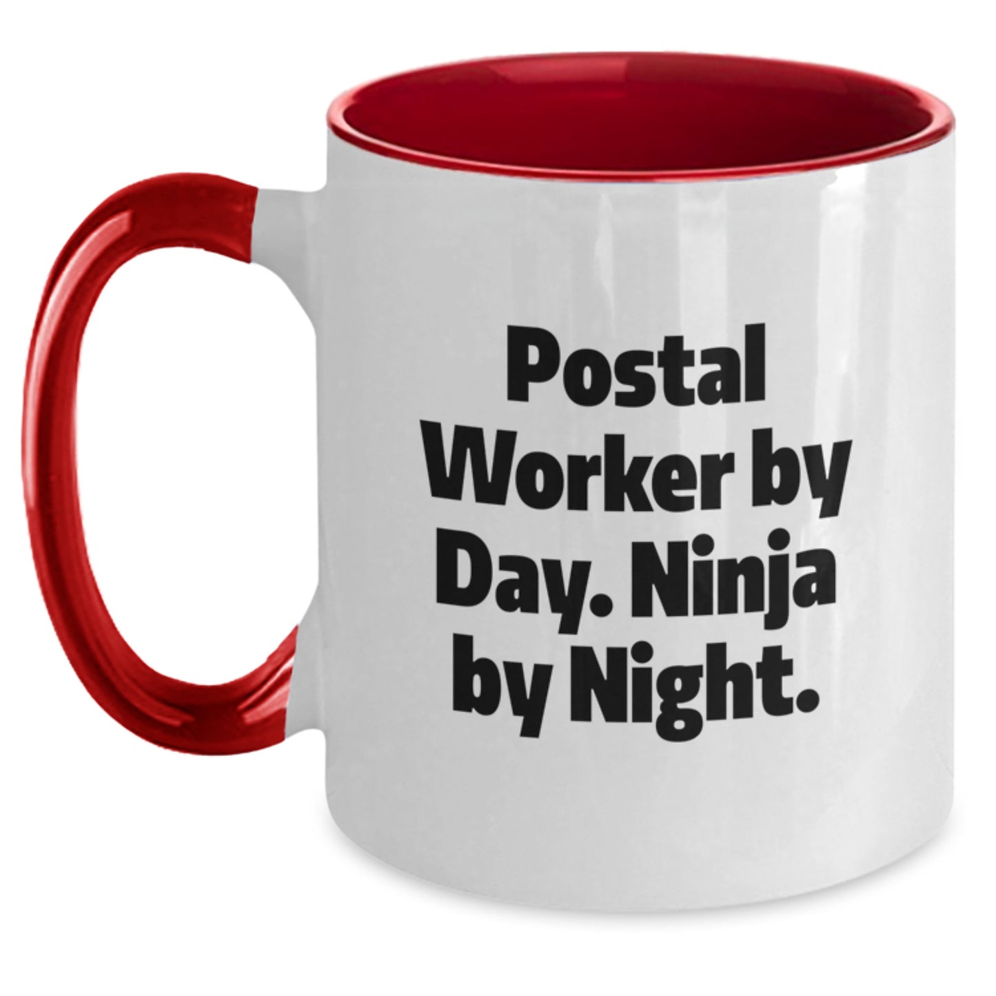 Funny Postal Worker Gifts from Friends - Birthday Unique Postal Worker Mug, 'Postal Worker By Day. Ninja By Night.' Quote, Two Tone Coffee Mug for Men, Women, Coworkers, Family - Main