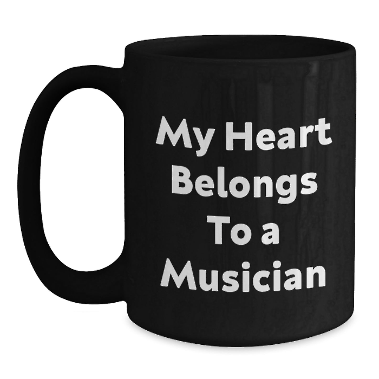 Musician Quotes Black Coffee Mug, Funny Gifts from Friends to Musicians on Birthday, 'My Heart Belongs To A Musician' - Main