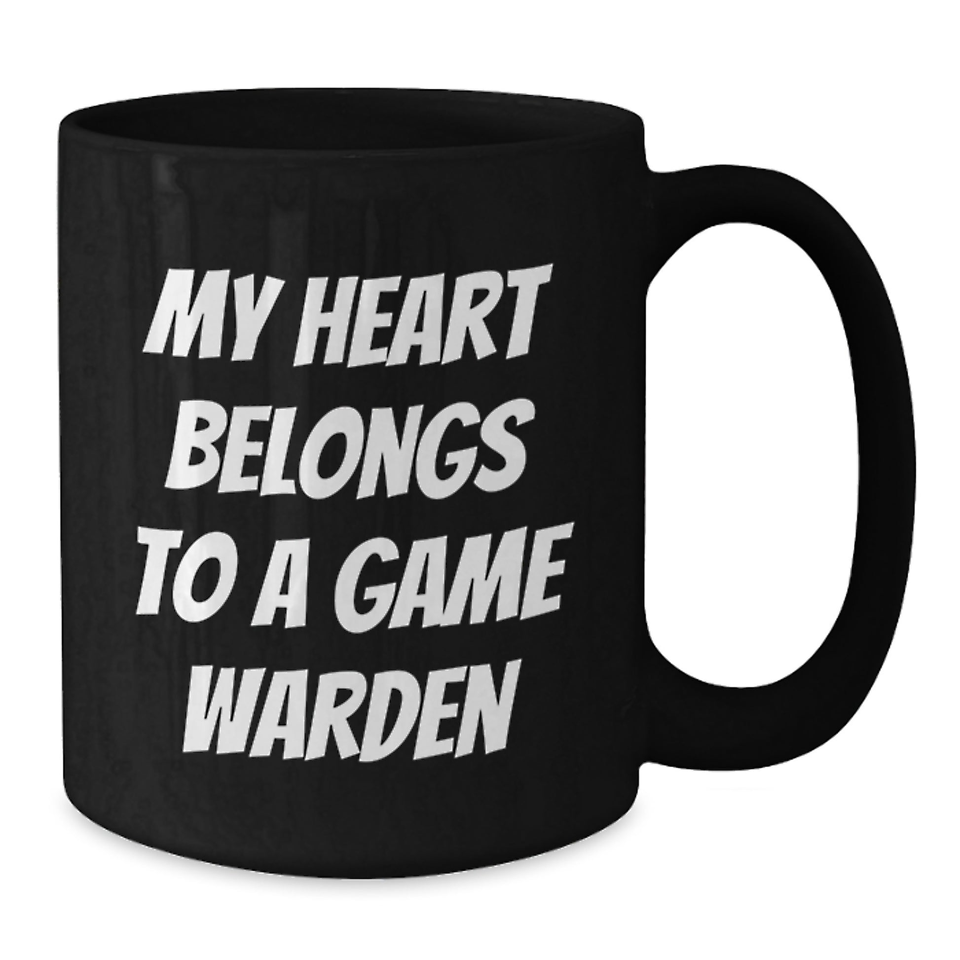 Funny Game Warden Gifts, My Heart Belongs To A Game Warden, Black Coffee Mug, Birthday Unique Gifts from Friends, For Game Wardens - Additional
