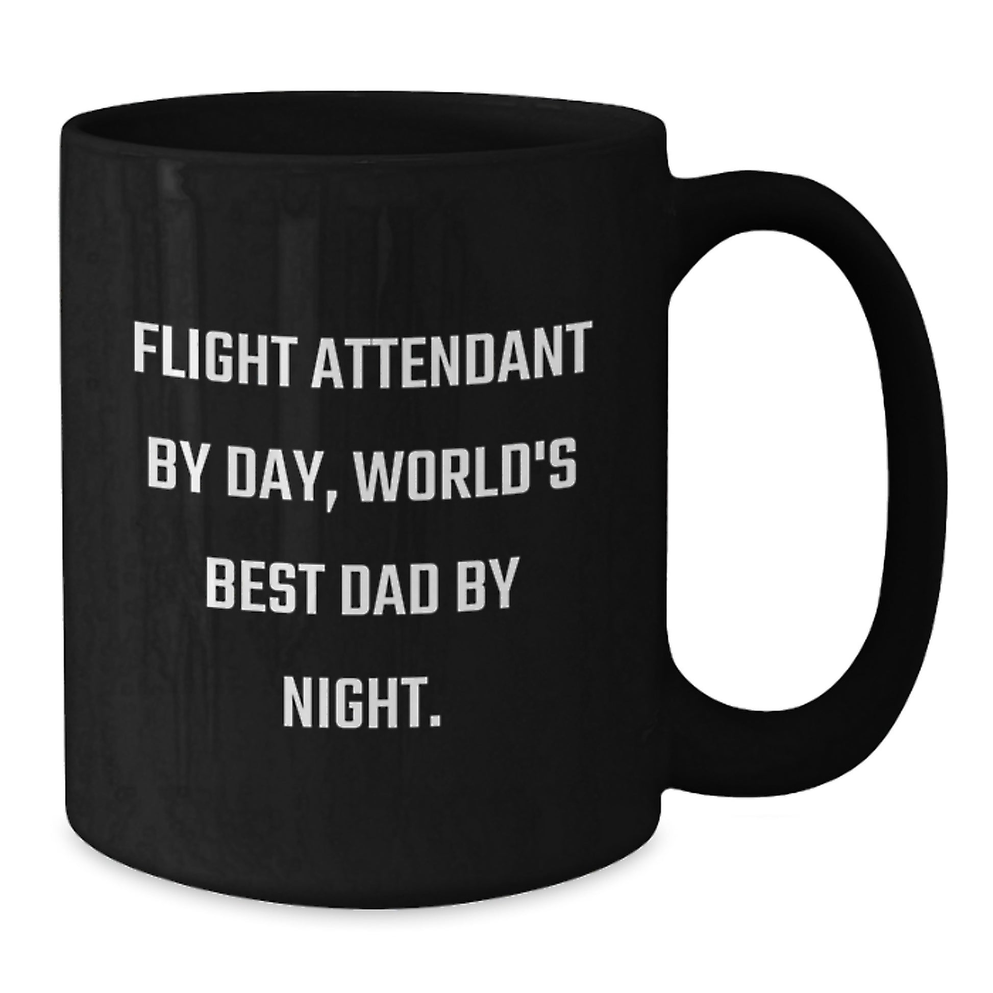 Flight Attendant Humor Gifts for Men, Flight Attendant By Day, World's Best Dad By Night Black Coffee Mug - Funny Birthday Unique Gifts from Friends or Family, Gifts for Flight Attendant - Additional