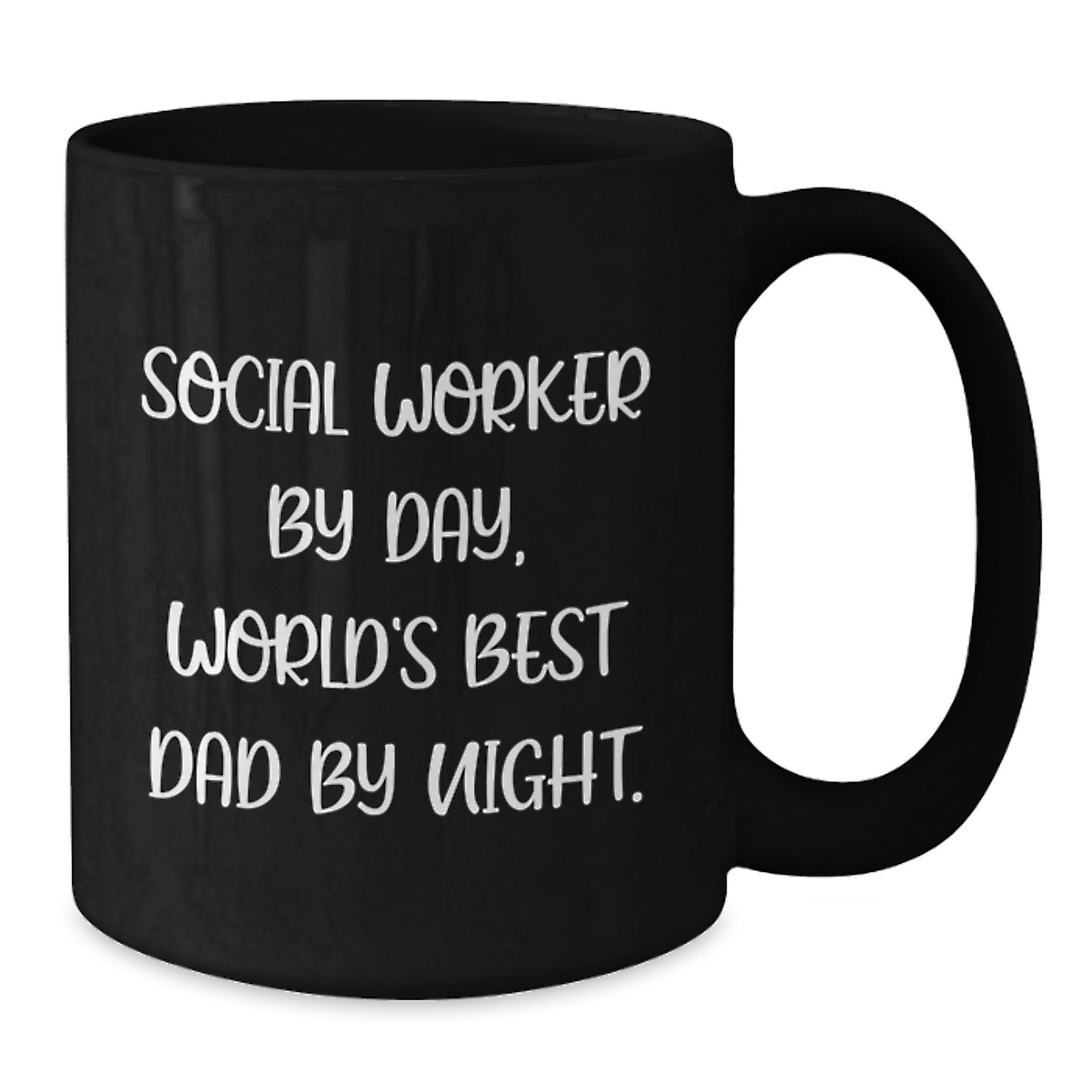 Social Worker Gifts, Funny Quote, Black Coffee Mug for Birthday, Gifts from Men, Social Worker by Day, World's Best Dad by Night. - Additional