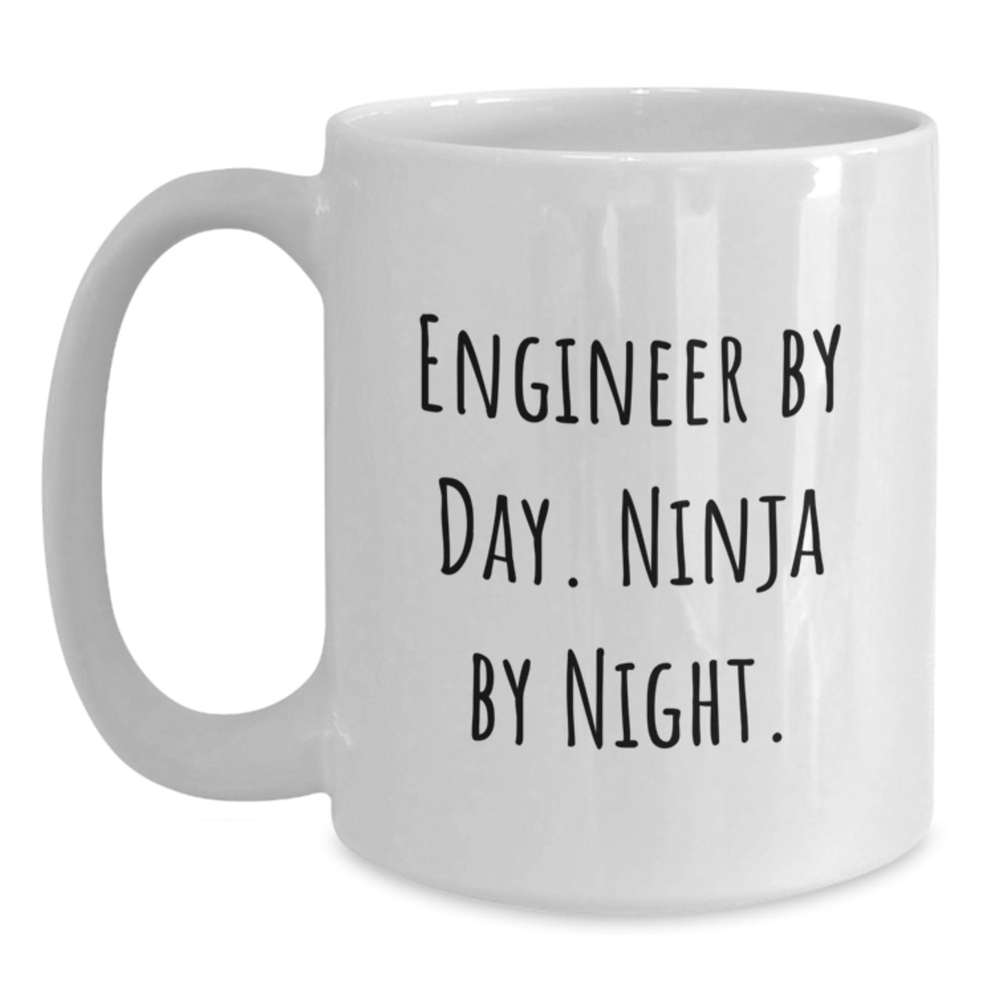 Funny Engineer Gifts for Men by Day Ninja By Night White Coffee Mug, Perfect Birthday Present from Friends, Coworkers, or Family - Main