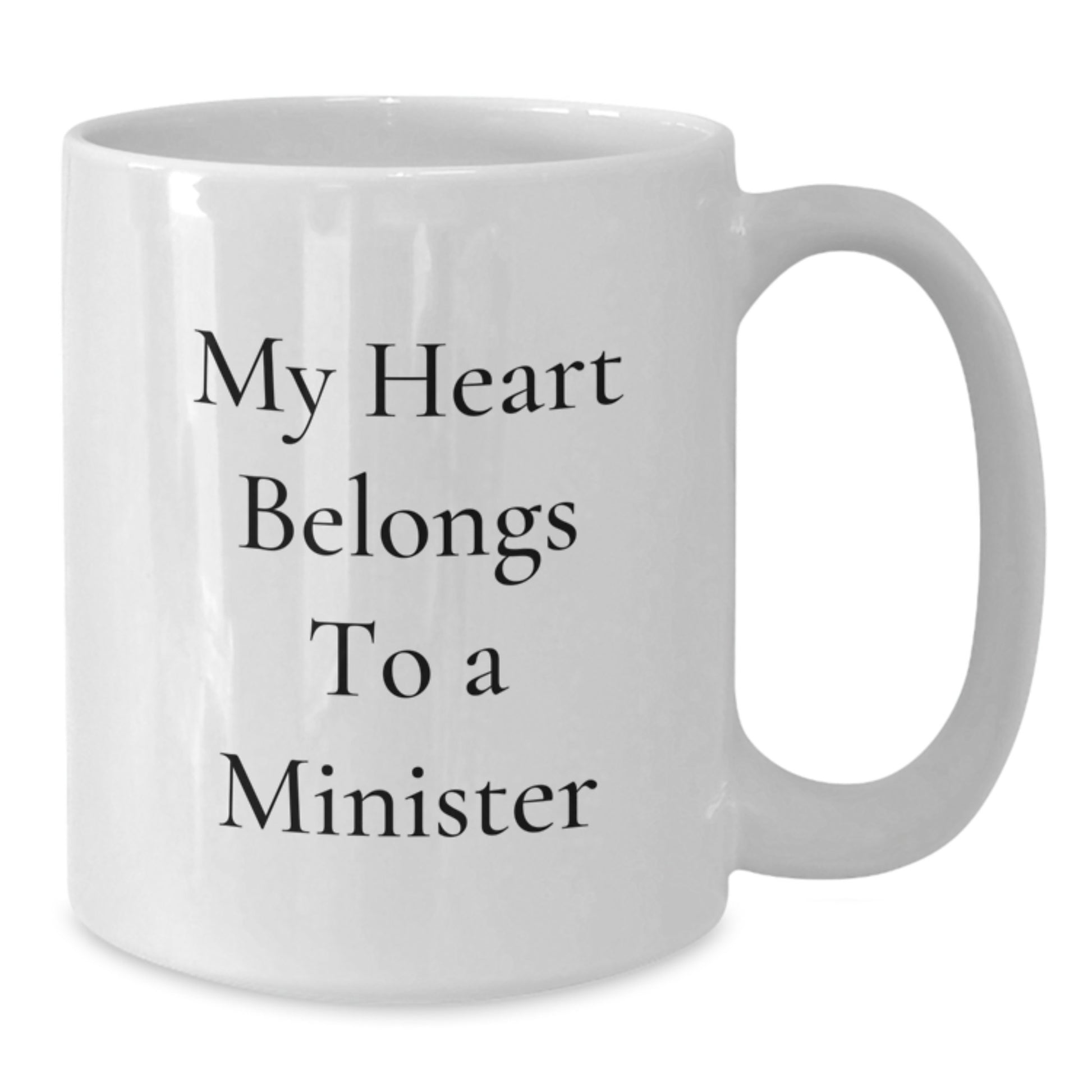 Funny Minister Gifts, 'My Heart Belongs To A Minister' Quote White Coffee Mug, Birthday Unique Gifts from Friends to Family - Additional
