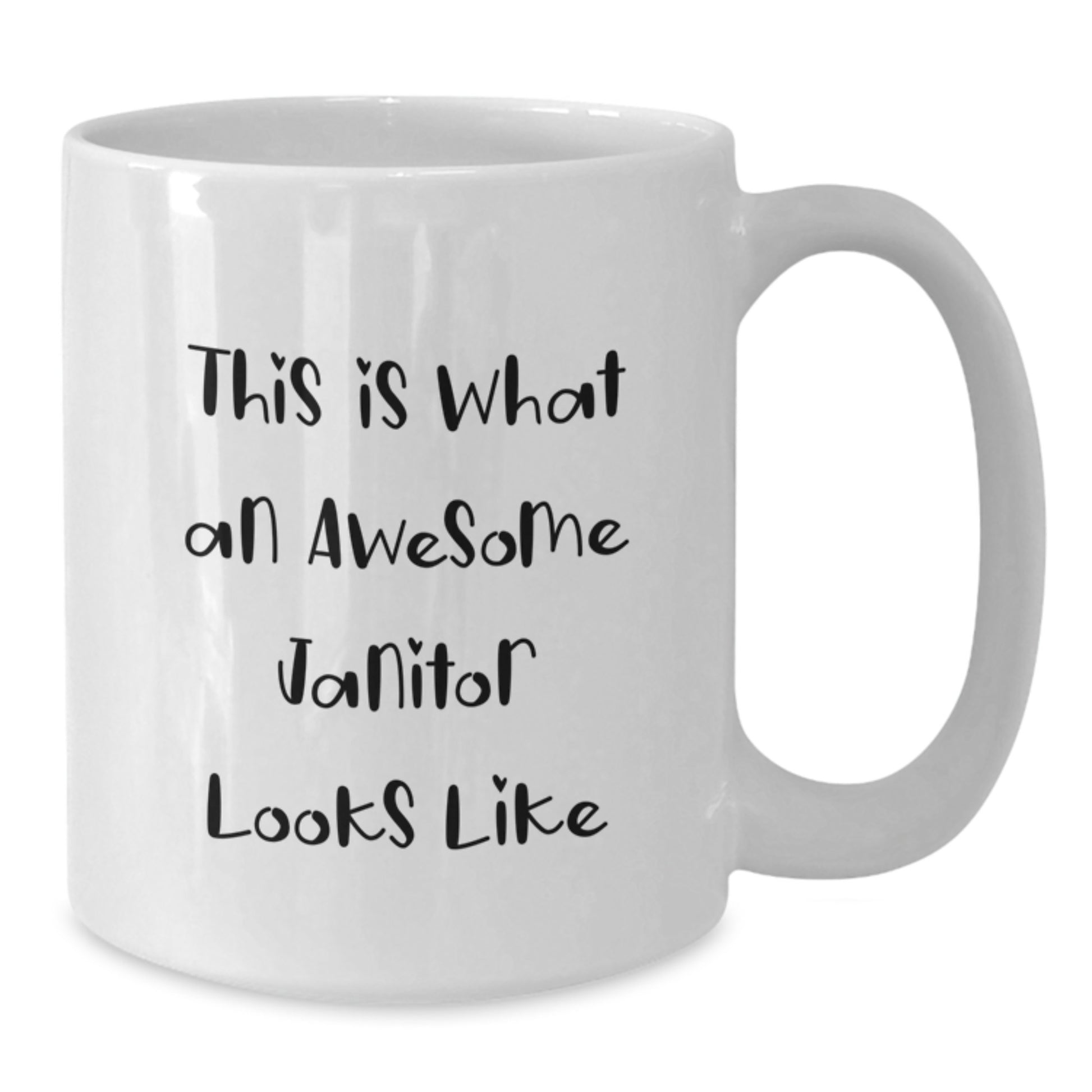 Funny Janitor Gifts for Birthday - 'This Is What An Awesome Janitor Looks Like' White Coffee Mug, 11oz or 15oz, Ceramic, Gifts from Friends to Janitor - Additional