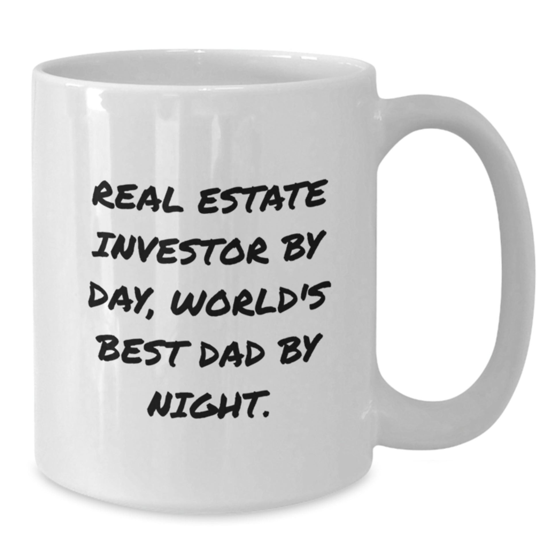 Real Estate Investor Gifts, Funny White Coffee Mug, Gifts from Dad to Real Estate Investor By Day, World's Best Dad By Night. for Graduation - Additional