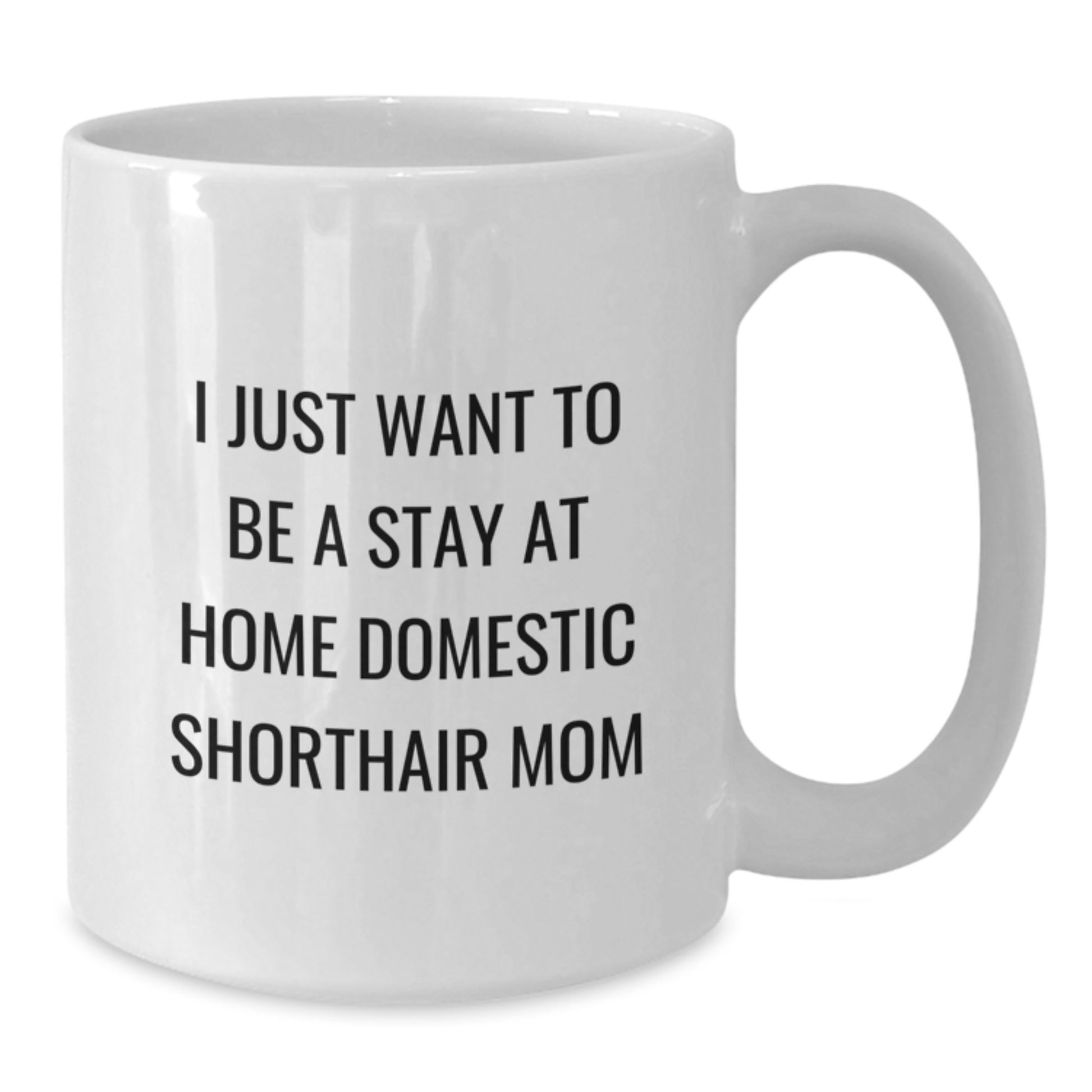 Funny Domestic Shorthair Cat Gifts from Mom - I Just Want To Be A Stay At Home Mom - White Coffee Mug for Graduation Unique Gifts for Cat Lovers - Additional