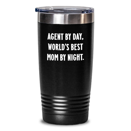 Funny Agent Gifts by Day, Tumblers for Agent Lovers by Night, 20oz or 30oz Stainless Steel Tumblers with Lid, Birthday Unique Gifts from Mom to Agent - Main