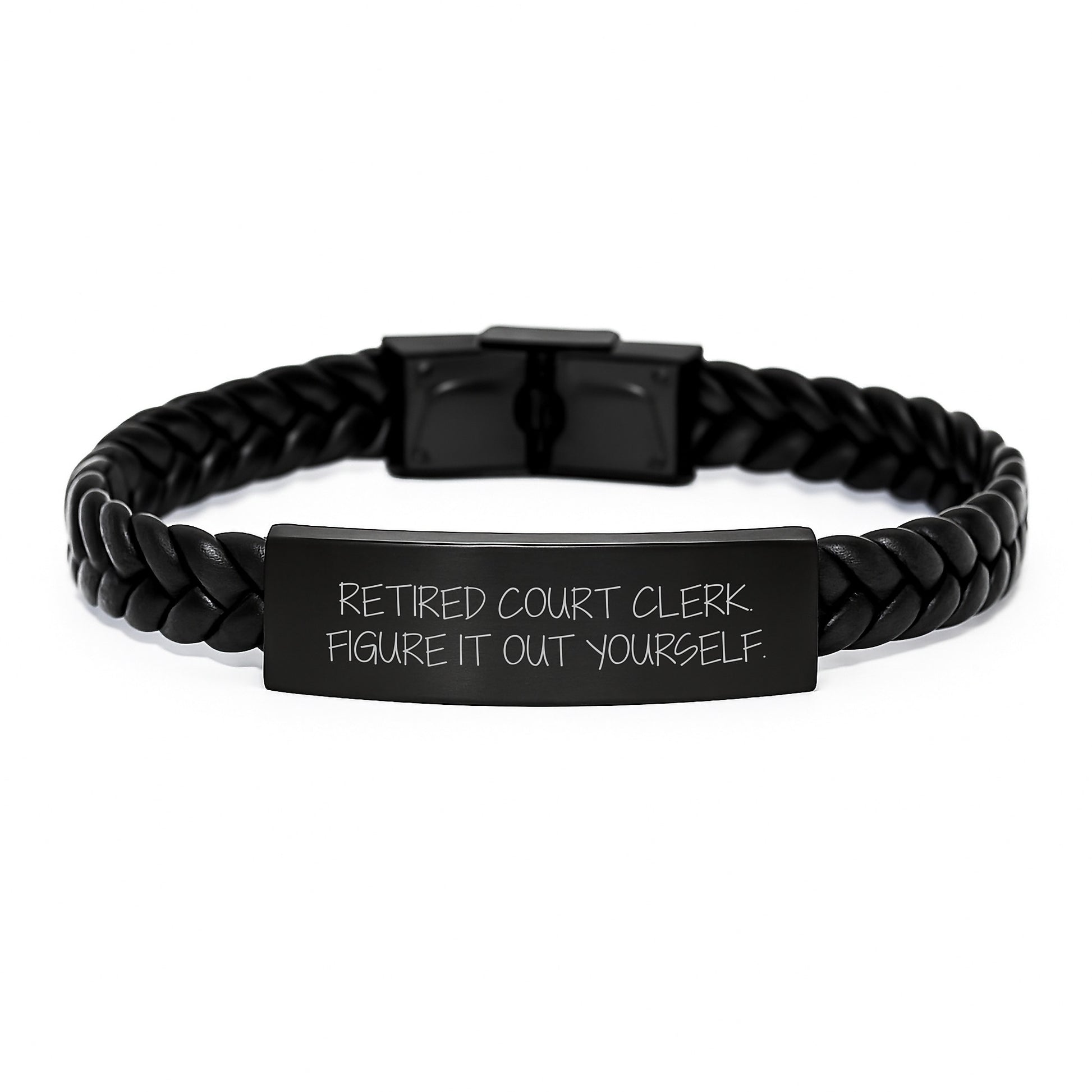 Funny Court Clerk Gifts from Friends - Court Clerk Interlaced Leather Bracelet, Birthday Unique Present for Court Clerk - Image 1