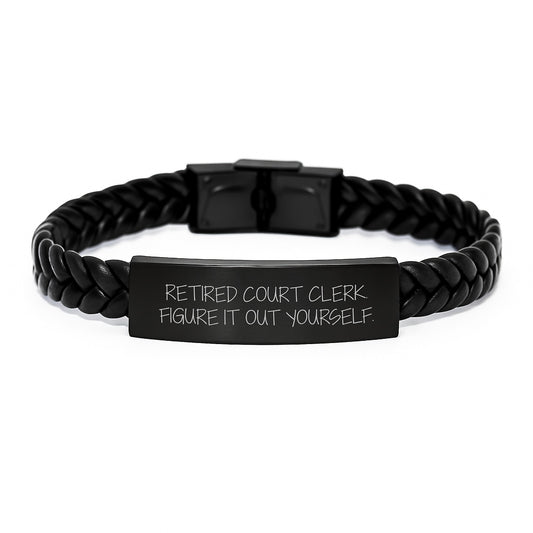 Funny Court Clerk Gifts from Friends - Court Clerk Interlaced Leather Bracelet, Birthday Unique Present for Court Clerk - Image 1