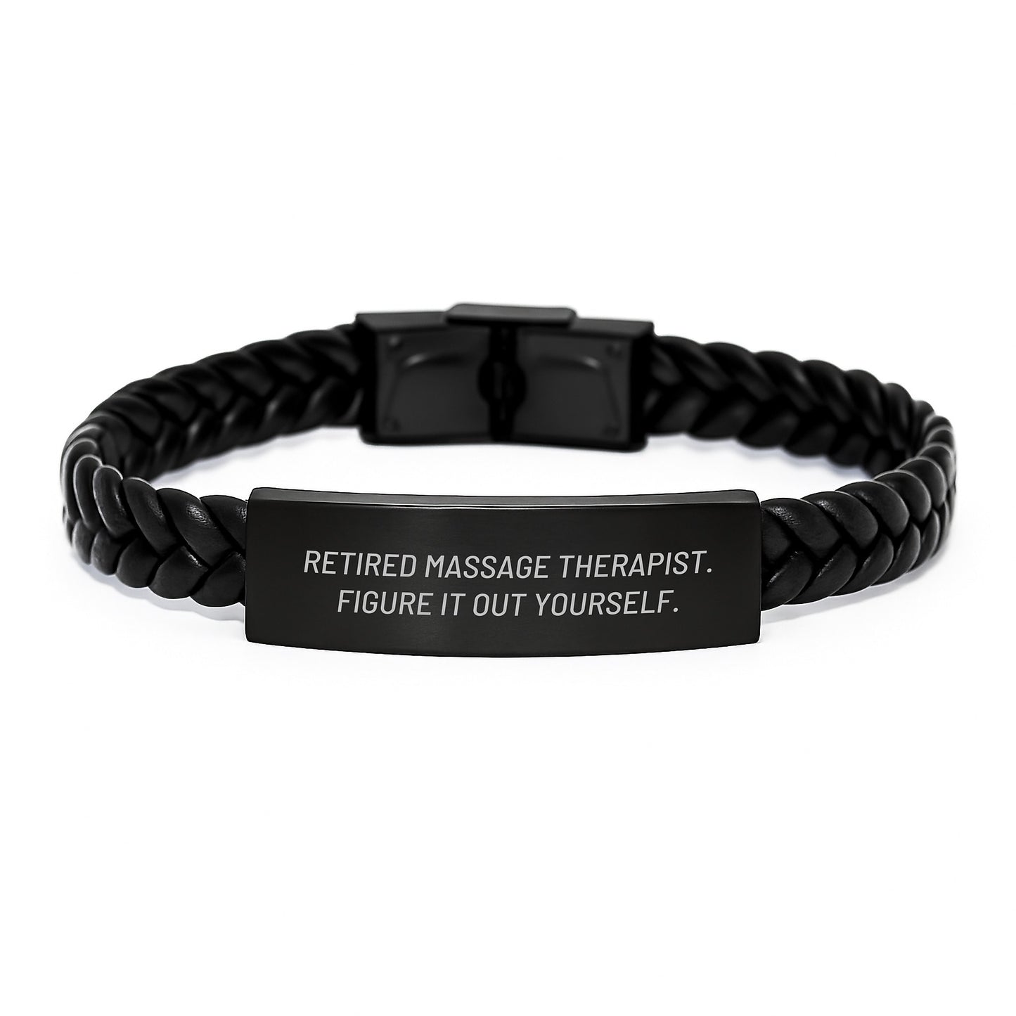Massage Therapist Gift with Attitude Interlaced Leather Cuff Unique Graduation Gifts for Massage Therapist Friends with Funny Quote 'Figure It Out Yourself' as Inspirational Support from Loved Ones - Image 1