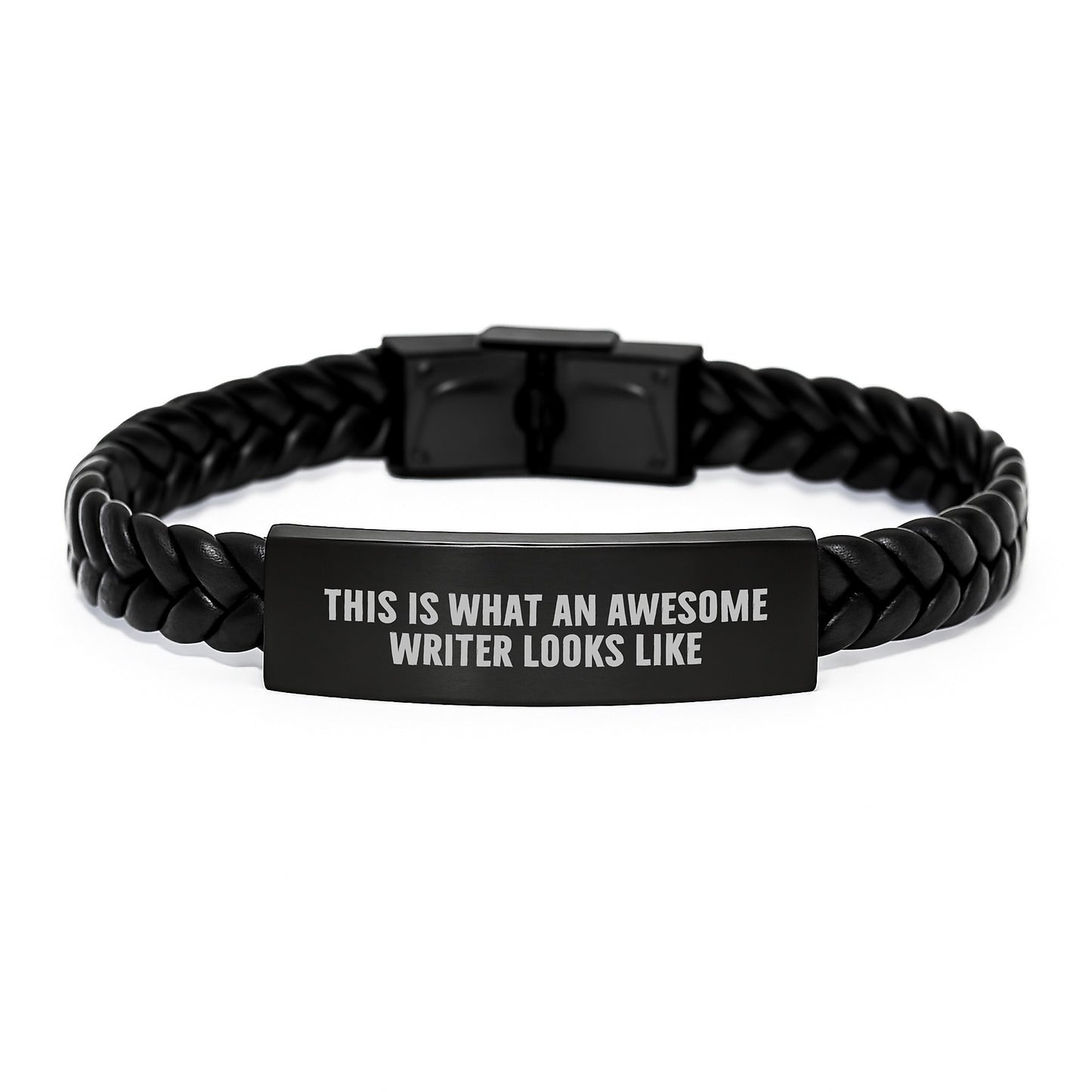 Inspirational Writer Gifts, Interlaced Leather Bracelet for Birthday, 'This Is What An Awesome Writer Looks Like' Quote, Gifts from Friends, for Writer - Image 1