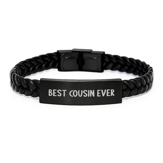 Funny Cousin Gifts Best Ever Interlaced Leather Bracelet for Men Graduation Unique Gifts from Family - Image 1