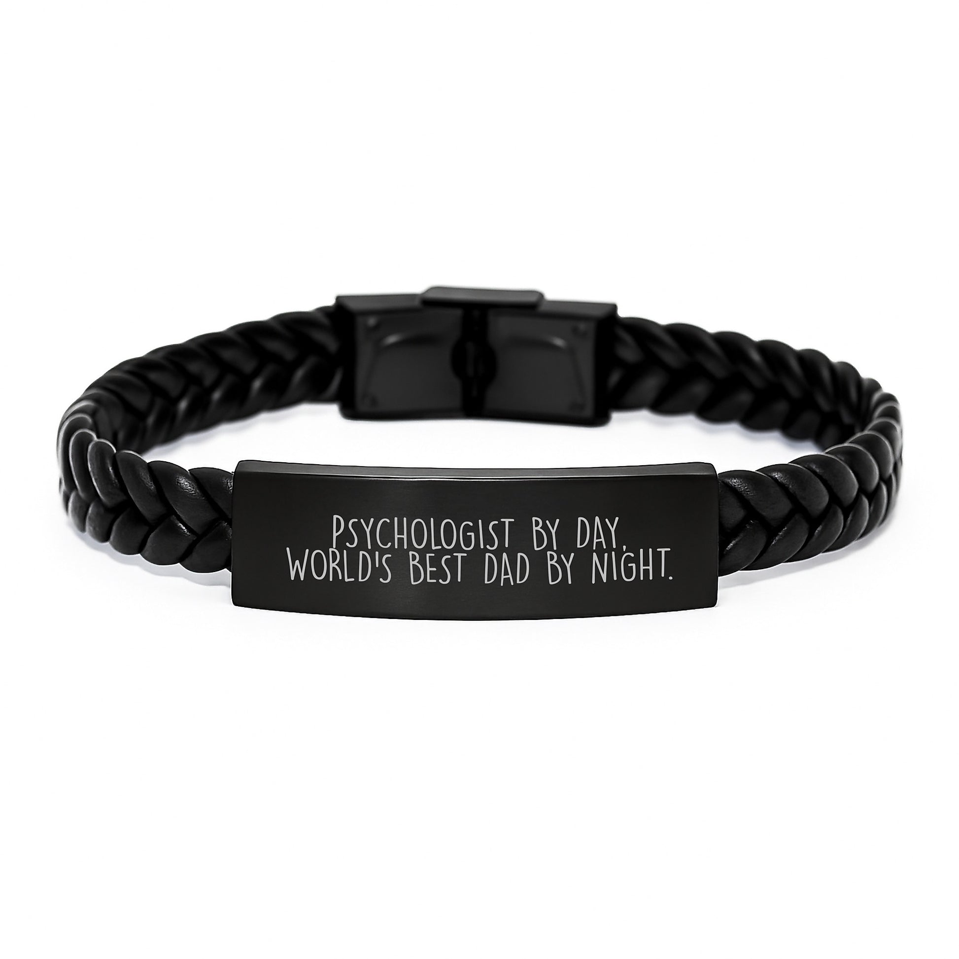Psychologist Gifts, Funny Quote Interlaced Leather Bracelet, Gifts from Men to World's Best Dad, Graduation Unique Gifts for Psychologist - Image 1