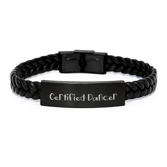 Funny Dancer Gifts for Her - Interlaced Leather Bracelet from Friends, Unique Graduation Presents for Dancers, Certified Dancer Quote 'Dance Like No One's Watching' - Image 1