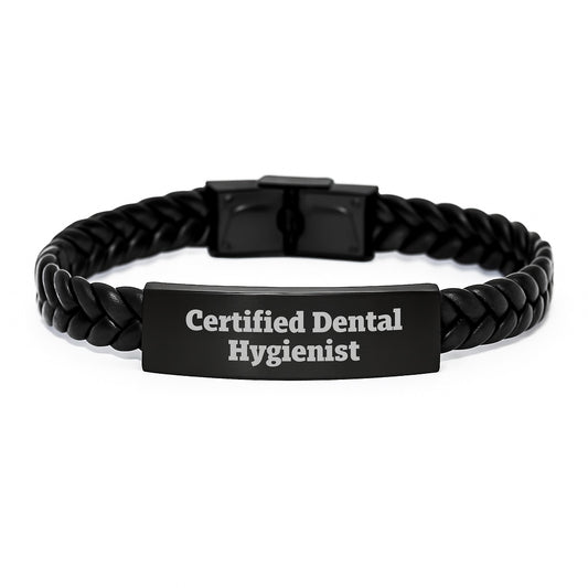 Funny Certified Dental Hygienist Gifts for Men, Interlaced Leather Bracelet, Graduation Unique Gifts from Family, Gifts for Dental Hygienist - Image 1
