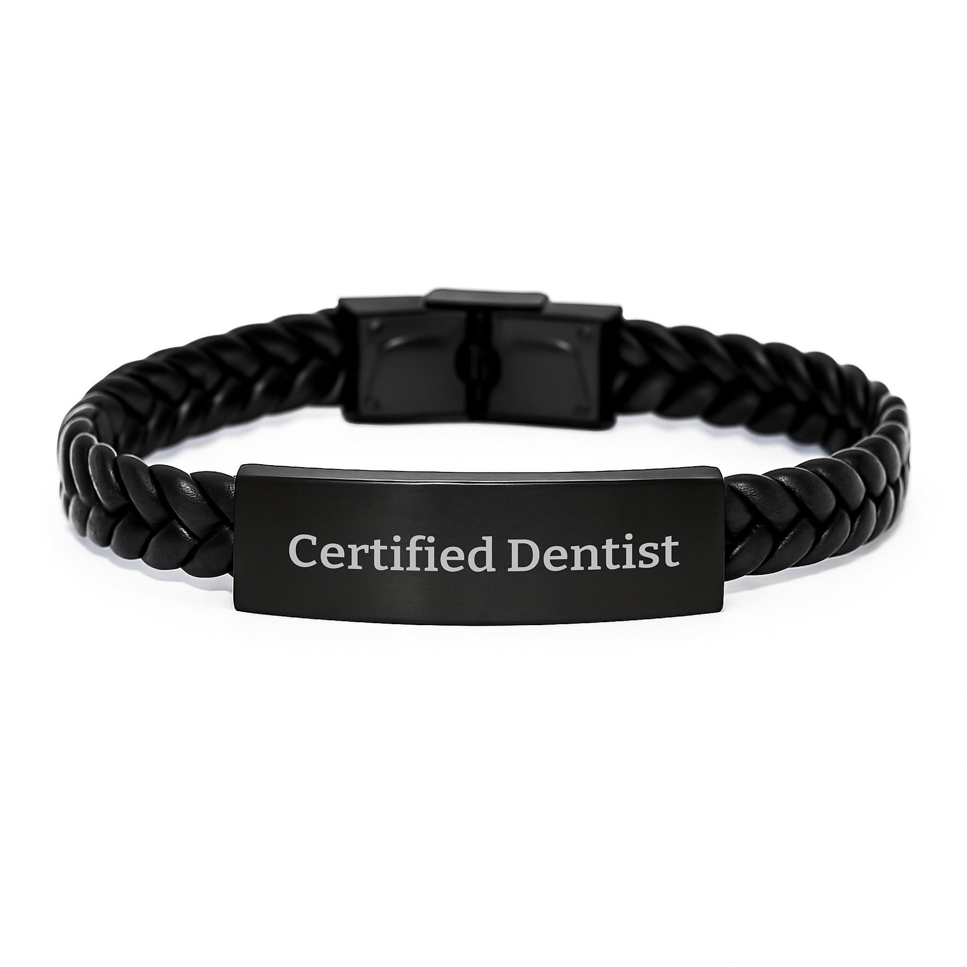 Funny Quote Dentist Gifts for Men from Family - Interlaced Leather Bracelet for Graduation Unique Gifts - Image 1