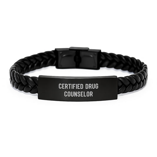 Funny Certified Drug Counselor Gifts from Friends for Birthday - Interlaced Leather Bracelet - Image 1