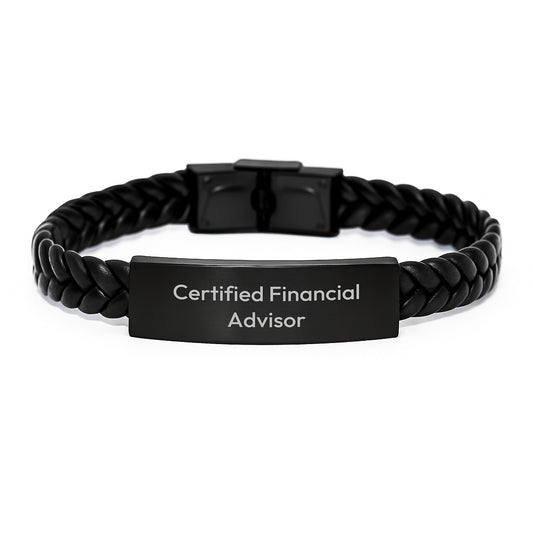 Gifts from Friends for Certified Financial Advisor - Inspirational Interlaced Leather Bracelet, Birthday Unique Gifts for Men or Women, Quote: 'Empowering Lives' - Image 1