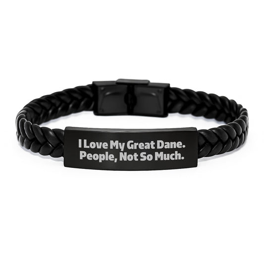 Great Dane Dog Lover's Funny Quote Interlaced Leather Graduation Gift for Men from Friends and Family - Image 1