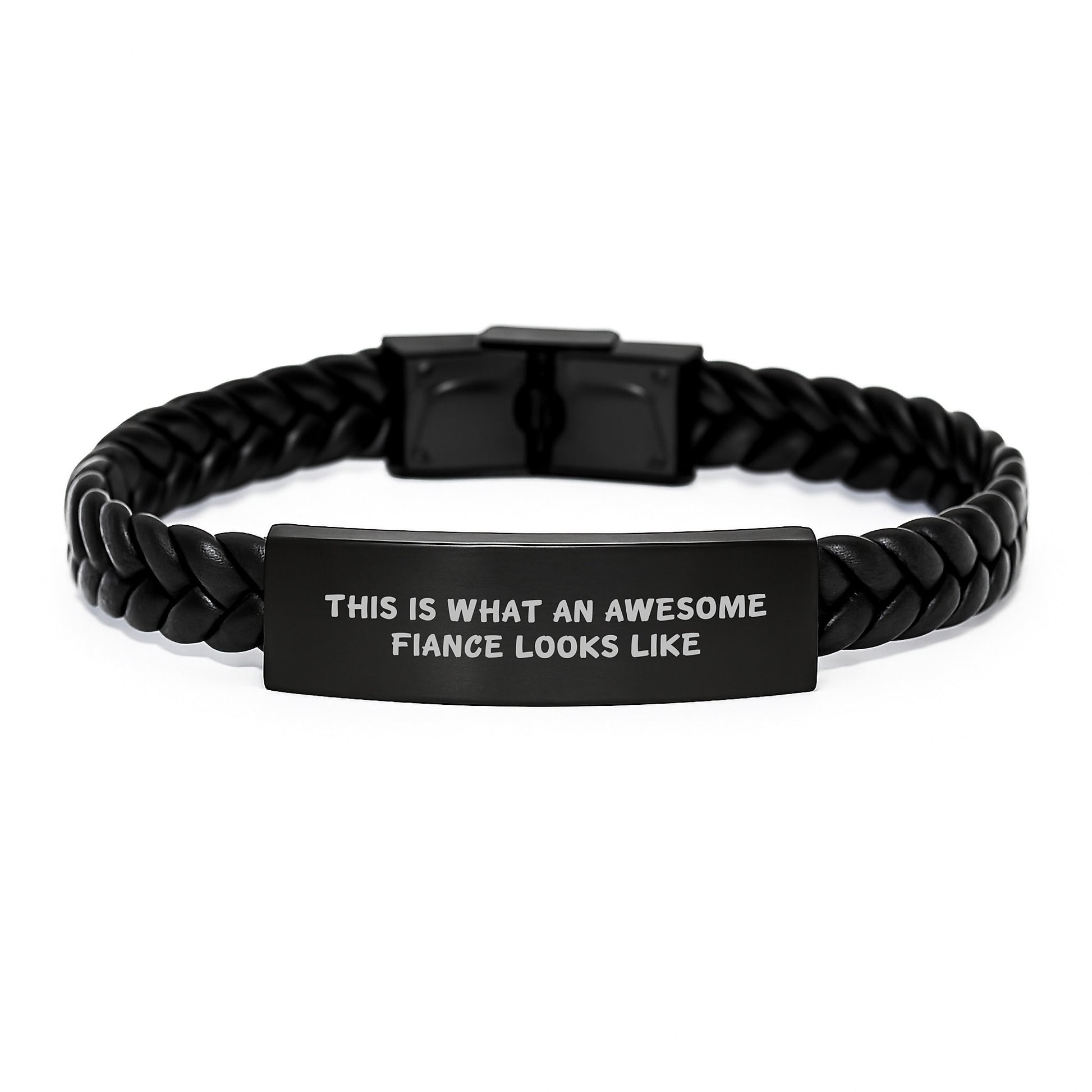 Funny Fiance Gifts from Men for Graduation Unique Interlaced Leather Bracelet This Is What An Awesome Fiance Looks Like - Image 1